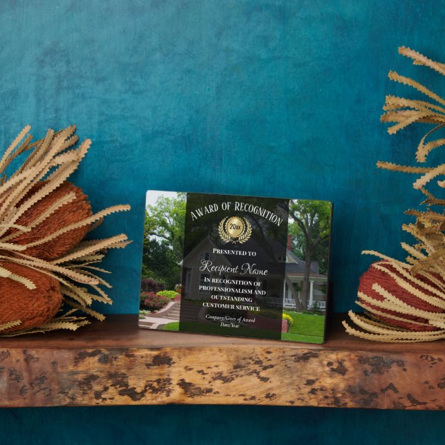 Custom Background Photo Business Real Estate Award Plaque (Side)