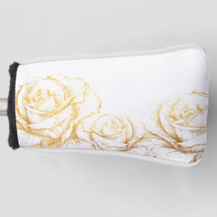 Custom Background Vintage Roses Floral Faux Gold Golf Head Cover