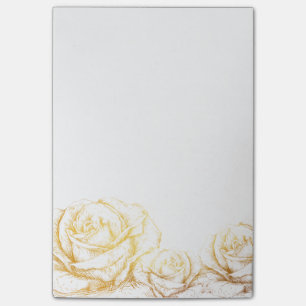 Custom Background Vintage Roses Floral Faux Gold Post-it Notes