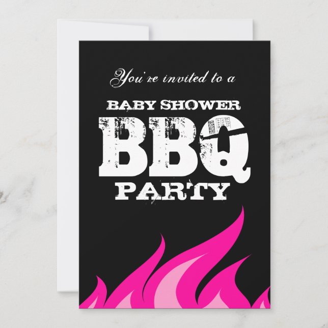 Custom backyard baby shower BBQ party invitations (Front)