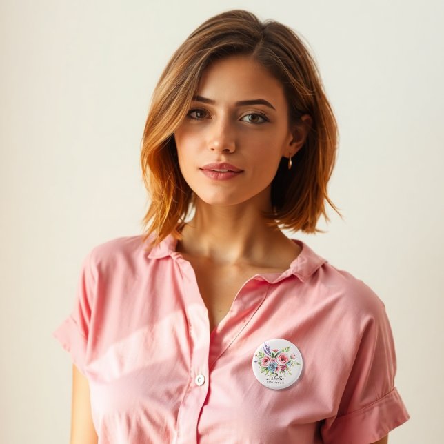 Custom badge,  Event pin, Wedding gift 1 Inch Round Button (Creator Uploaded)