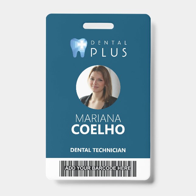 Custom Badge - Logo, Photo, Name and Barcode (Front)