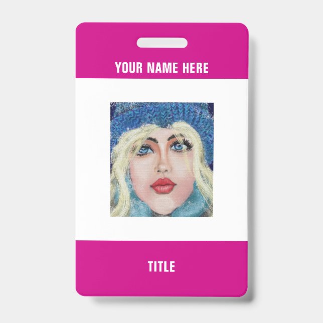 Custom Badge Your Photo or Logo Name Info Text (Front)