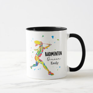 Custom Badminton Queen Colourful Abstract Athlete Mug