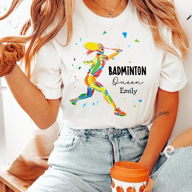 Custom Badminton Queen Colourful Abstract Athlete Tri-Blend Shirt (Creator Uploaded)