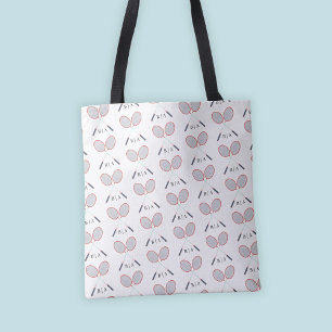 Custom Badminton Racket Pattern Monogrammed Tote Bag