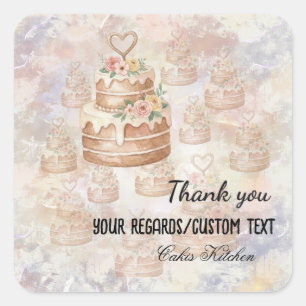 Custom "Baked with Love" Pink nature Cake Sticker