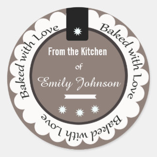 Custom Baked With Love Stickers Gift Tag Labels