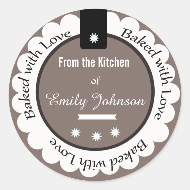 Custom Baked With Love Stickers Gift Tag Labels (Front)