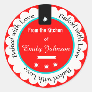 Custom Baked With Love Stickers Gift Tag Labels