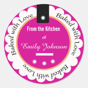 Custom Baked With Love Stickers Gift Tag Labels