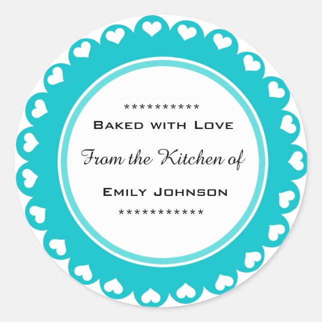 Custom Baked With Love Stickers Gift Tag Labels (Front)