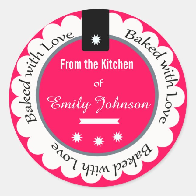 Custom Baked With Love Stickers Gift Tag Labels (Front)
