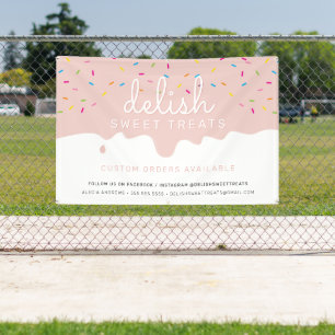 CUSTOM Baker blush Frosting Drip sprinkles Banner