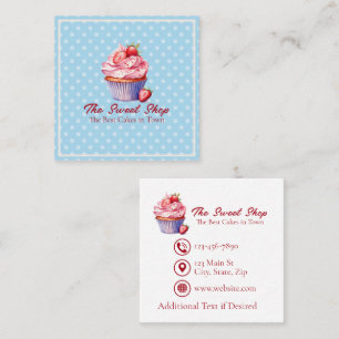 Custom Bakery Business Card   Blue Cupcake Theme