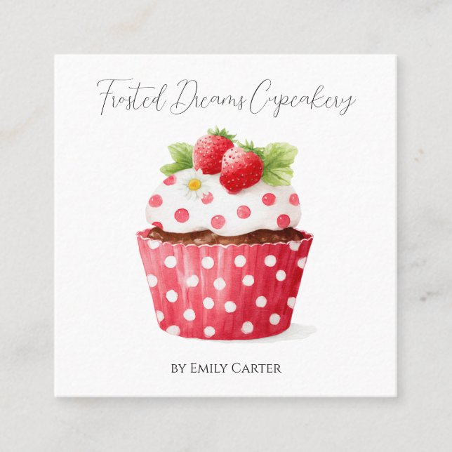 Custom Bakery Business Card Strawberry Design (Front)