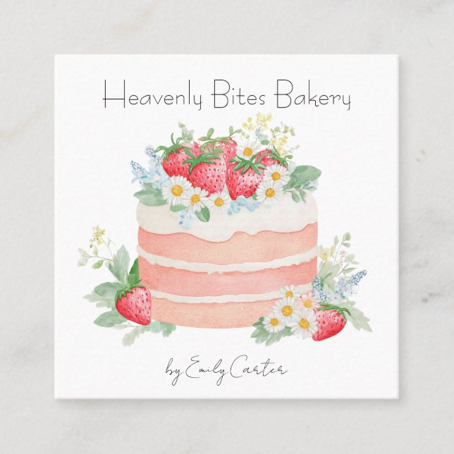 Custom Bakery Business Card Strawberry Design (Front)
