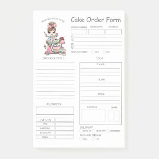 Custom  Bakery Cake Order Form Post-it Notes