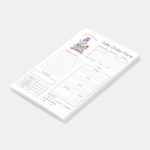 Custom Bakery Cake Order Form Post-it Notes