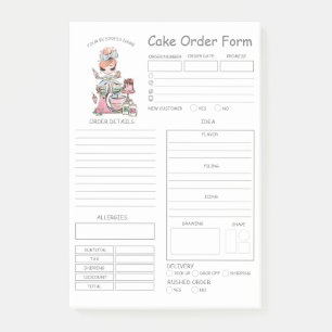Custom  Bakery Cake Order Form Post-it Notes