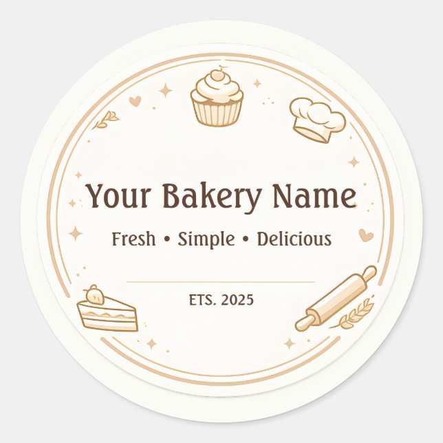 Custom Bakery Logo Sticker - Baking Icon Design (Devant)