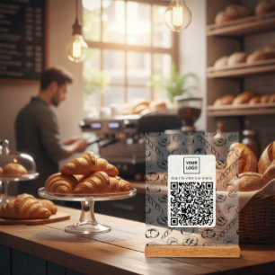 Custom Bakery Pattern QR Code Table Sign