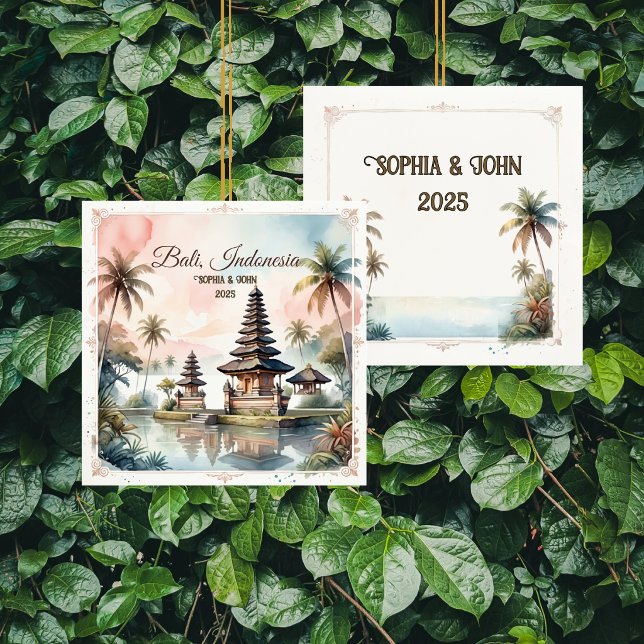 Custom Bali Indonesia Honeymoon Keepsake Ceramic Ornament (Creator Uploaded)