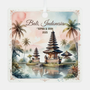 Custom Bali Indonesia Honeymoon Keepsake Metal Ornament