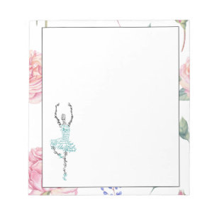 Custom Ballerina Abigail Rose Watercolor Border Notepad