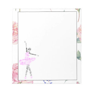 Custom Ballerina Madelyn | Rose Watercolor Border Notepad