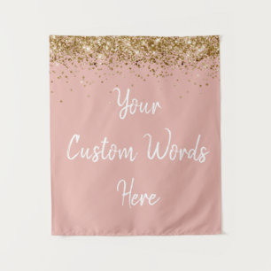Custom Ballet Pink & Gold Personalized Photo Booth Tapestry