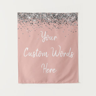 Custom Ballet Pink Silver Personalized Photo Booth Tapestry