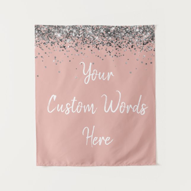 Custom Ballet Pink Silver Personalized Photo Booth Tapestry (Front)
