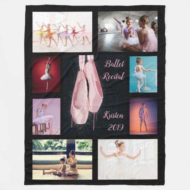 Custom Ballet Shoes Photo Fleece Blanket (Front)