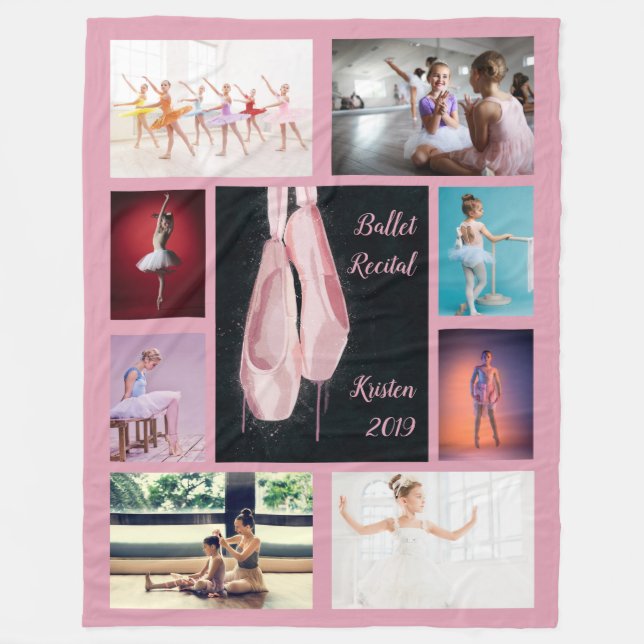 Custom Ballet Shoes Photo Fleece Blanket (Front)