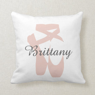 Custom Ballet Slipper Ballerina Dance Centre Name Throw Pillow