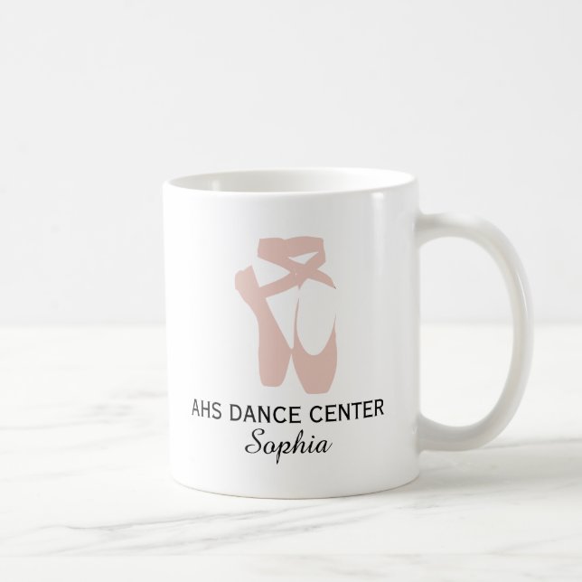 Custom Ballet Slipper Ballerina Dancer Centre Name Coffee Mug (Right)