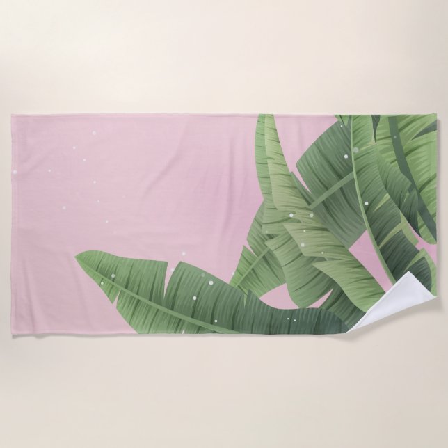 Custom Banana Leaves  Beach Towel (Front)