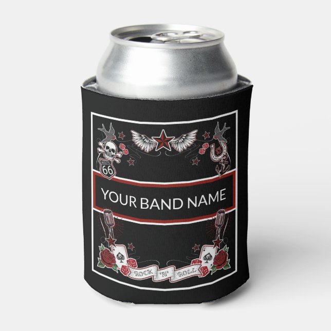 Custom Band Merch Rockabilly Rock & Roll Music Can Cooler (Can Front)