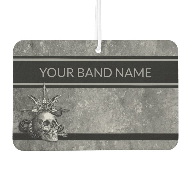 Custom Band Merch Rocker Skull Rock & Roll Music A Air Freshener (Front)