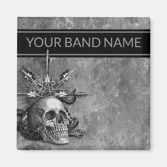 Custom Band Merch Skull Heavy Metal Rock Music Magnet (Front)