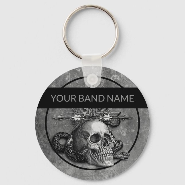 Custom Band Merch Skull Rock Metal Music Musician Keychain (Front)