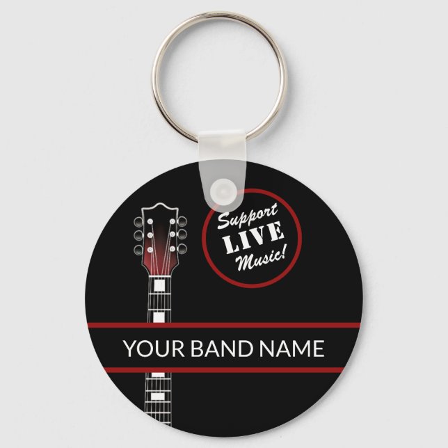 Custom Band Merch Support Live Music Guitar Rock Keychain (Front)