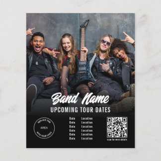 Custom Band Photo Logo QR Gigs Tour Dates Black Flyer
