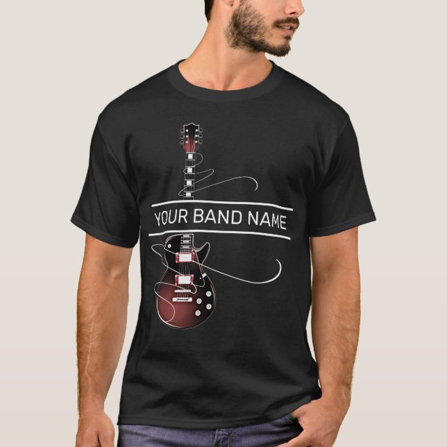 Custom Band T Guitar Rock and Roll Music Merch T-Shirt (Front)