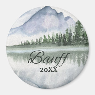 Custom Banff Watercolor Mountain Lake Trees Magnet