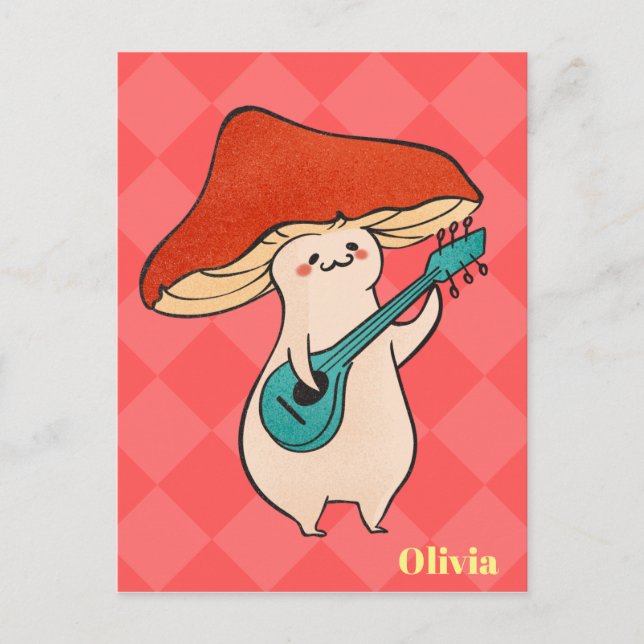 Custom Banjo Mushroom Toadstool 3D Shapes Postcard (Front)