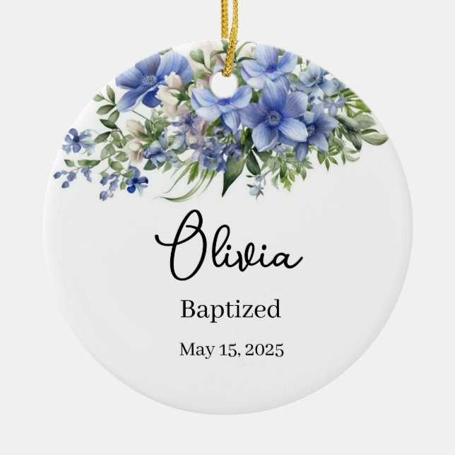 Custom Baptism Ceramic Ornament (Front)