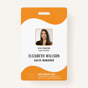 Custom Bar Code, Logo, Name, Photo Employee ID Badge