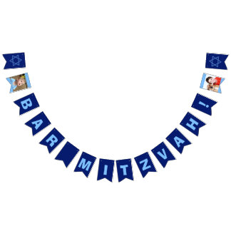 Custom Bar Mitzvah Blue Bunting Flags